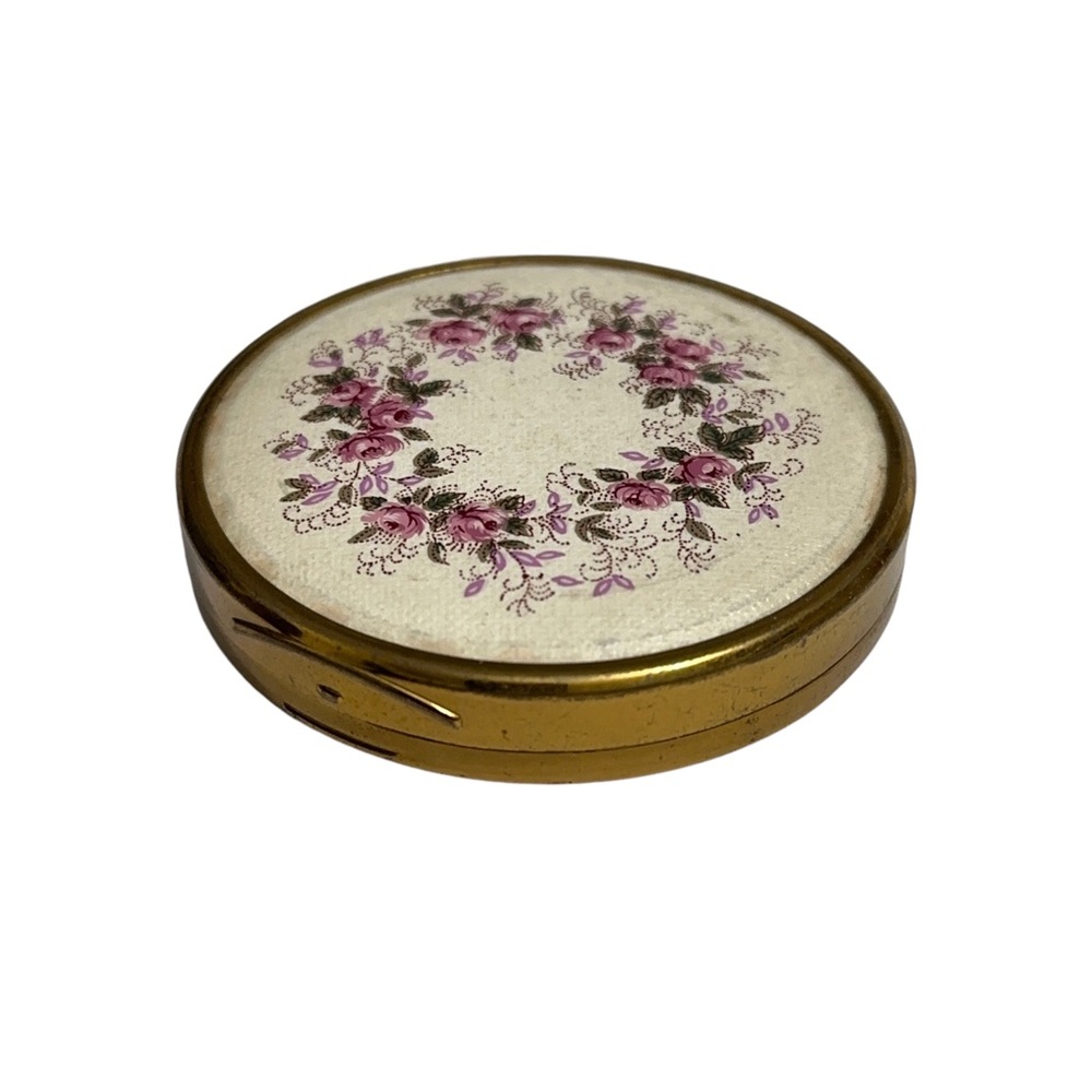 Willitts Imports Vintage Floral Compact Cream Powder Refillable 60s Collectible